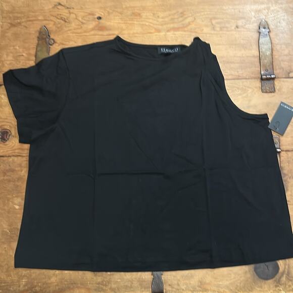 Eloquii Twist Shoulder Tee Black Size 18/20 - Picture 7 of 8